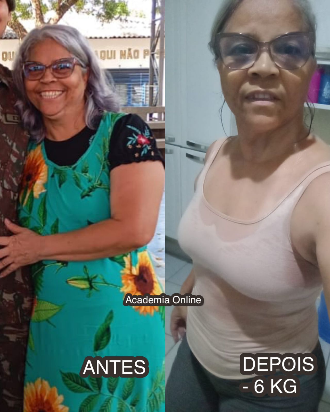 Transformação -6 kg, aluna da Academia Online