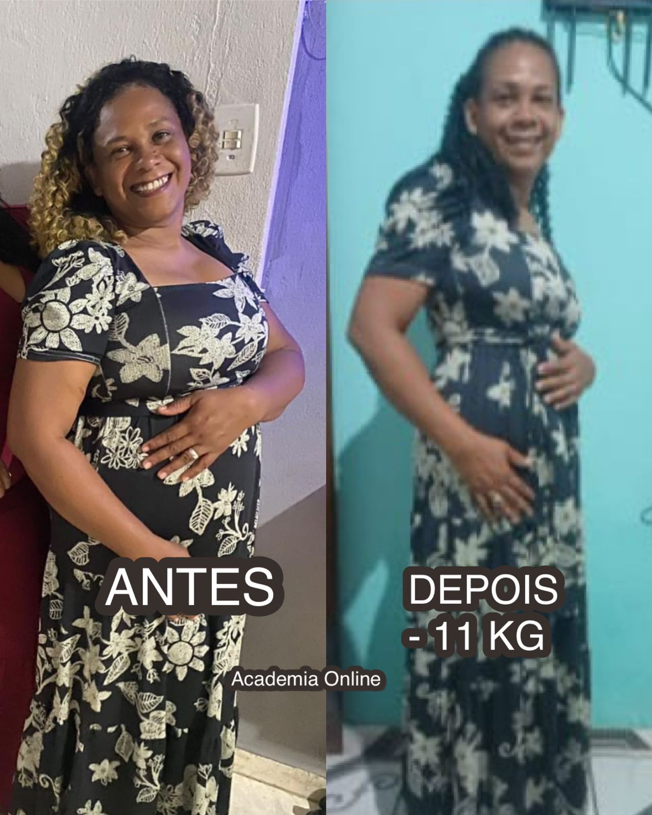 Transformação -11 kg, aluna da Academia Online