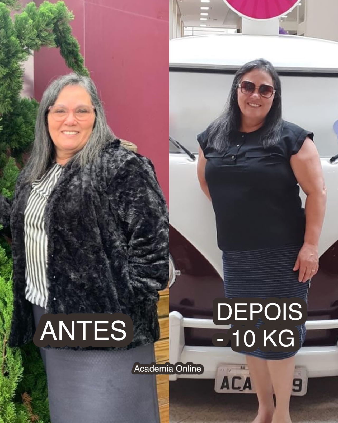 Transformação -10 kg, aluna da Academia Online