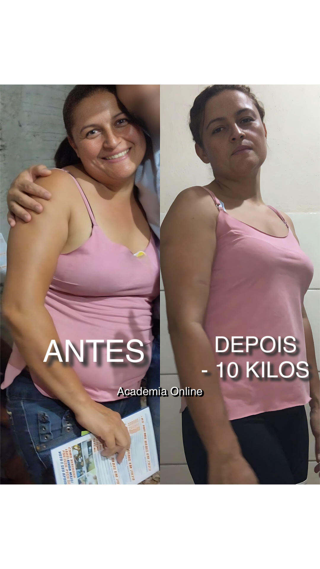 Transformação -10 kg, aluna da Academia Online