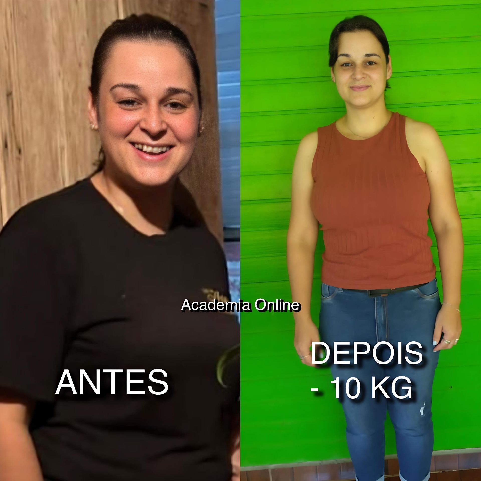 Transformação -10 kg, aluna da Academia Online