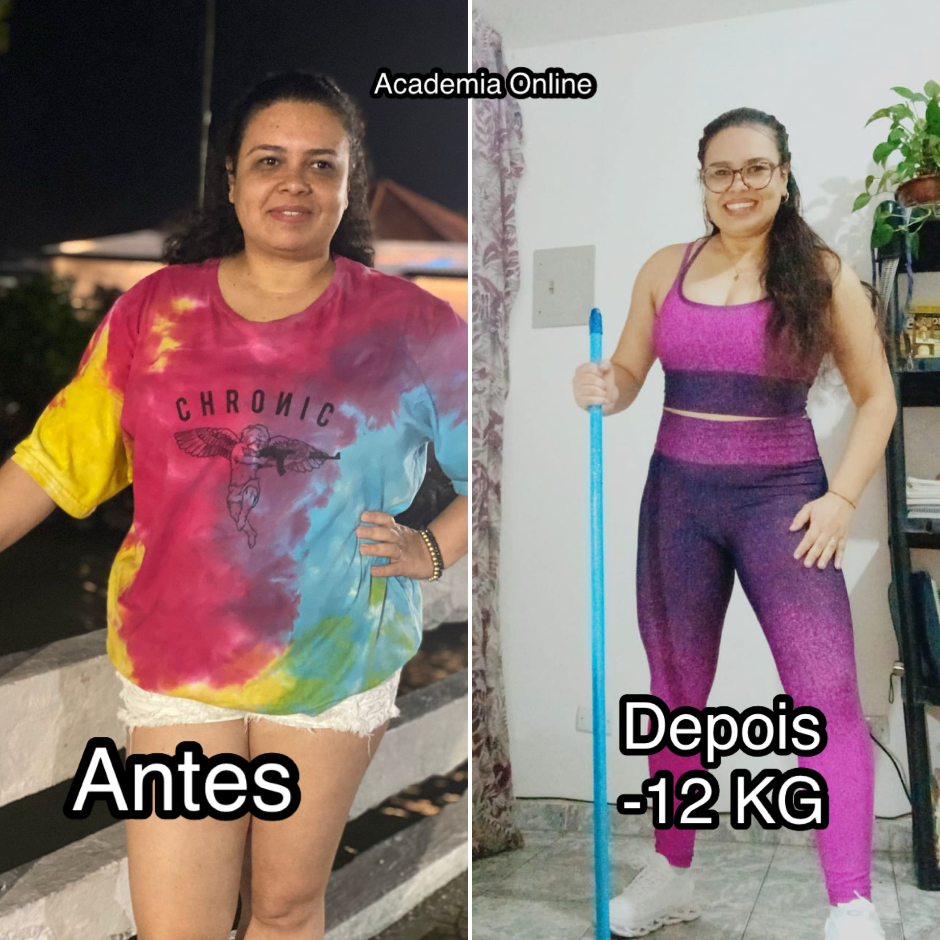 Transformação -12 kg, aluna da Academia Online