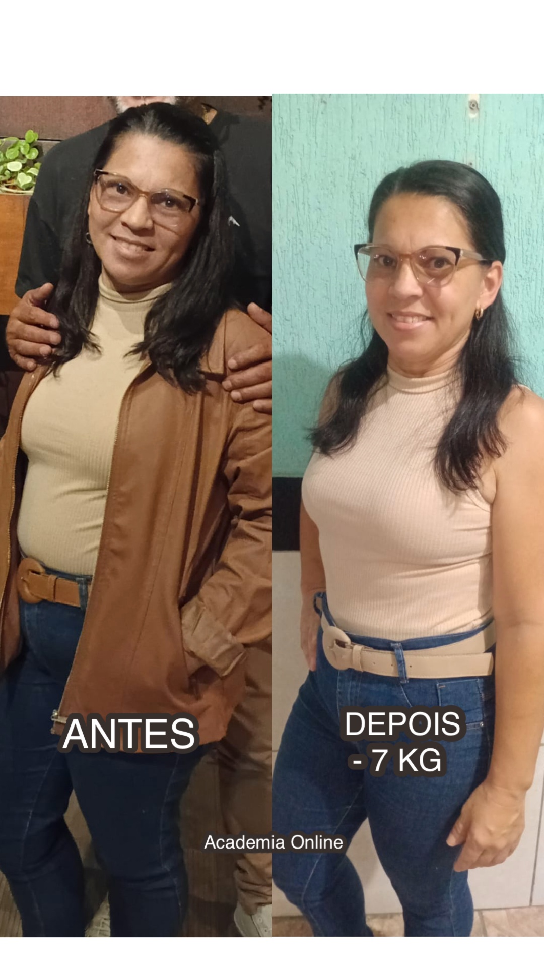 Transformação -7 kg, aluna da Academia Online