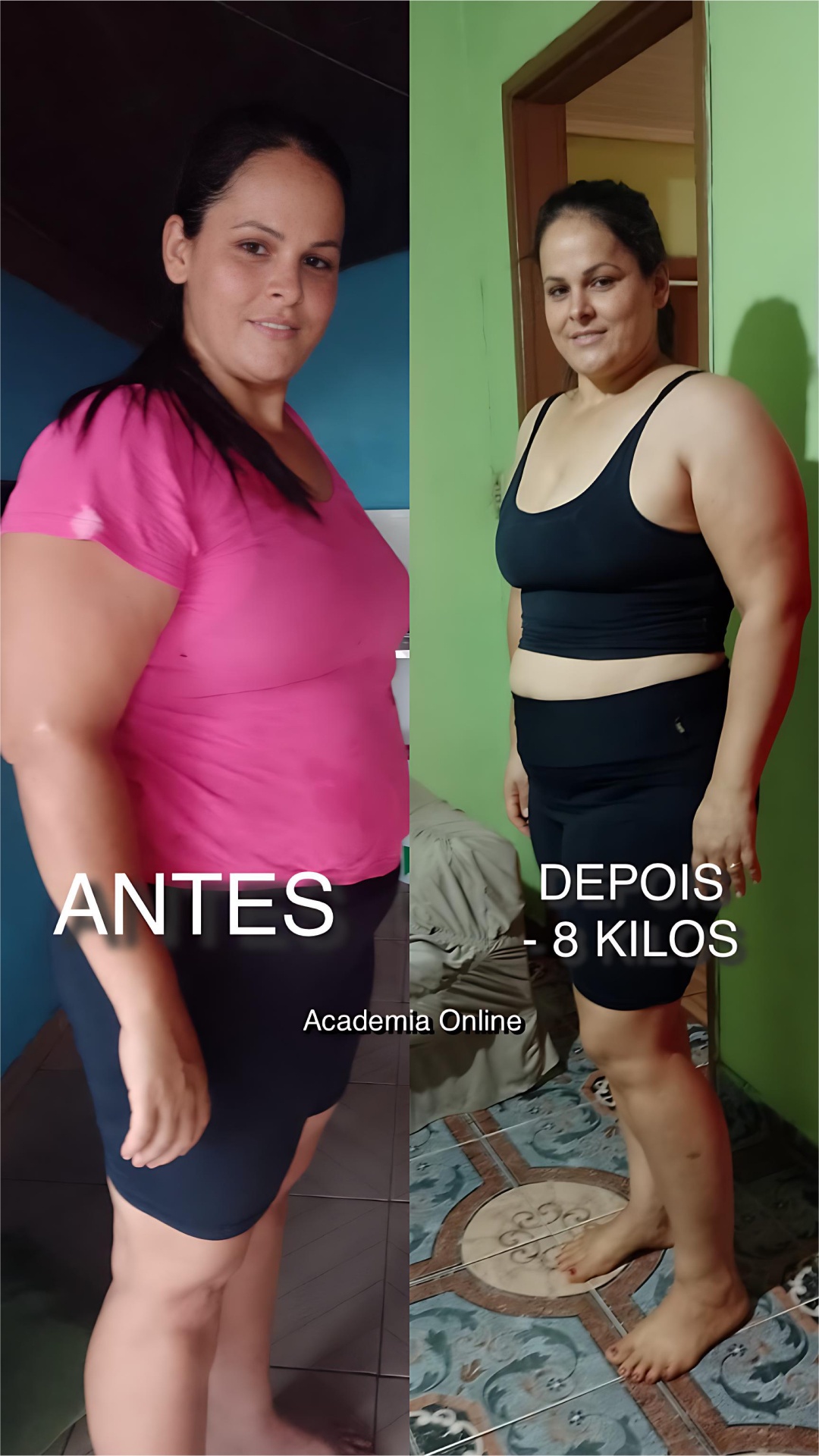 Transformação -8 kg, aluna da Academia Online