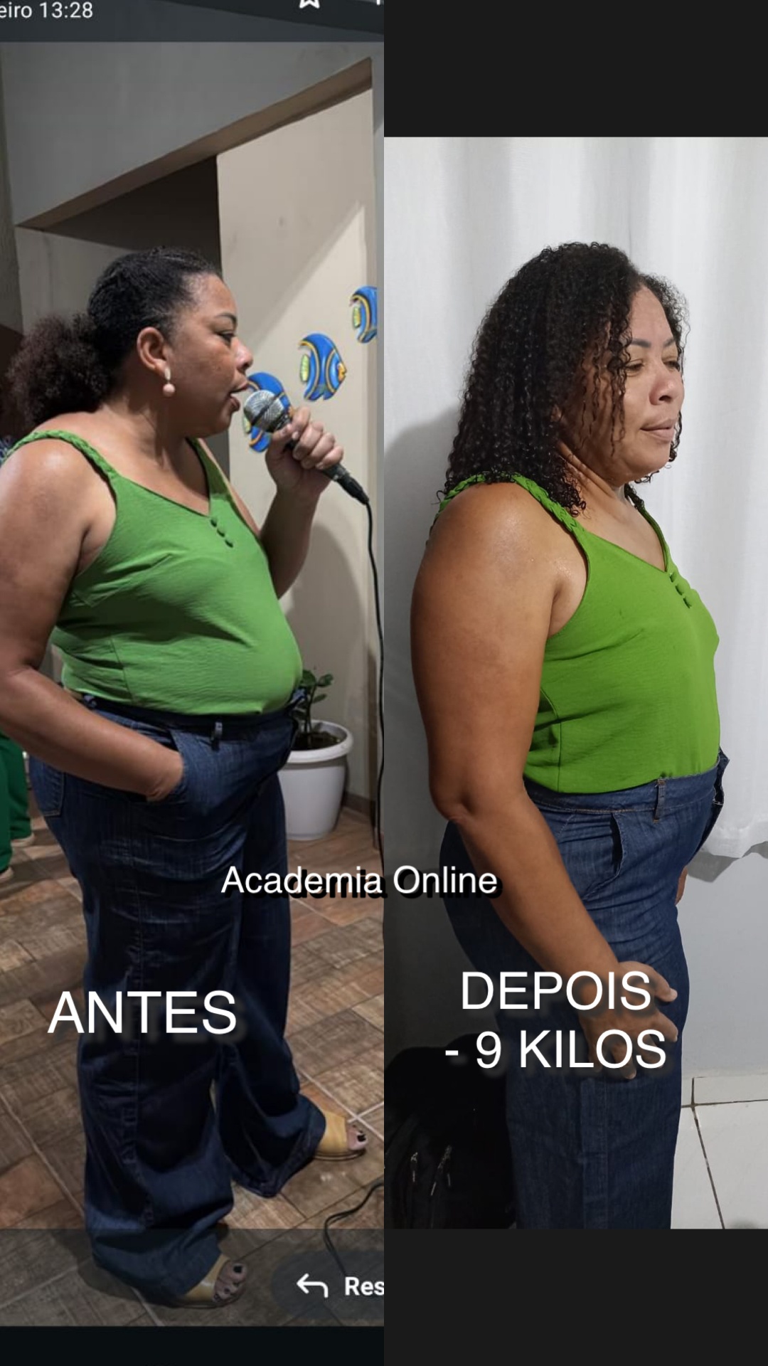 Transformação -9 kg, aluna da Academia Online