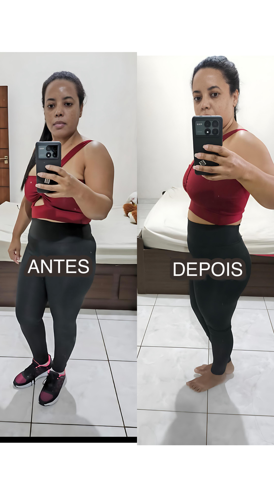 Transformação Corpo redefinido, aluna da Academia Online