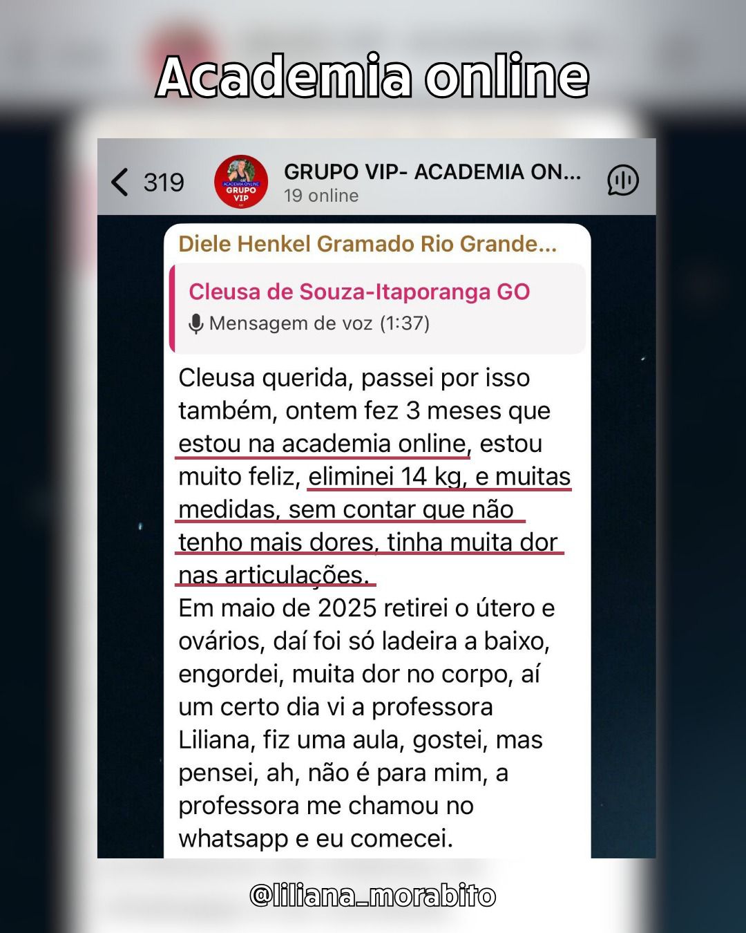 Depoimento real de aluna 1